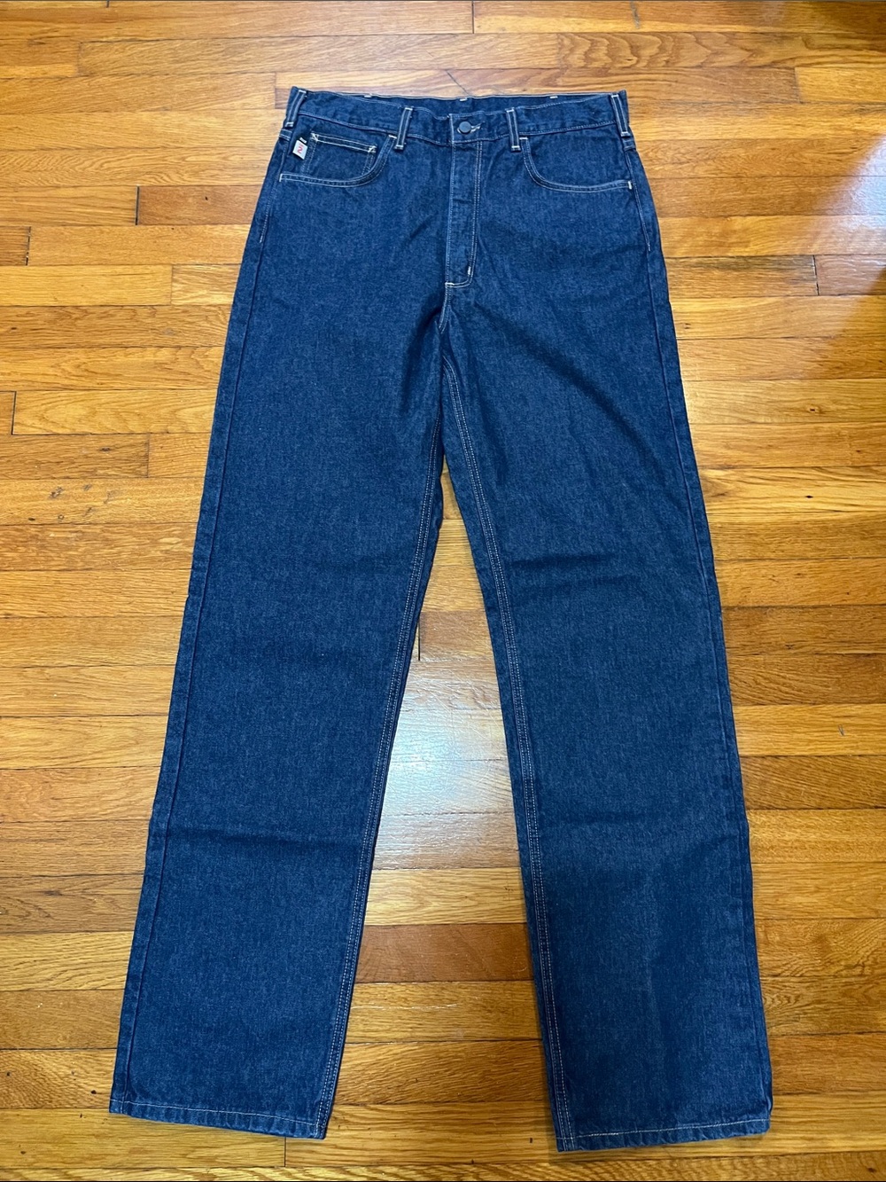 FR Carhartt Men's Straight Jeans in Dark Blue Denim
